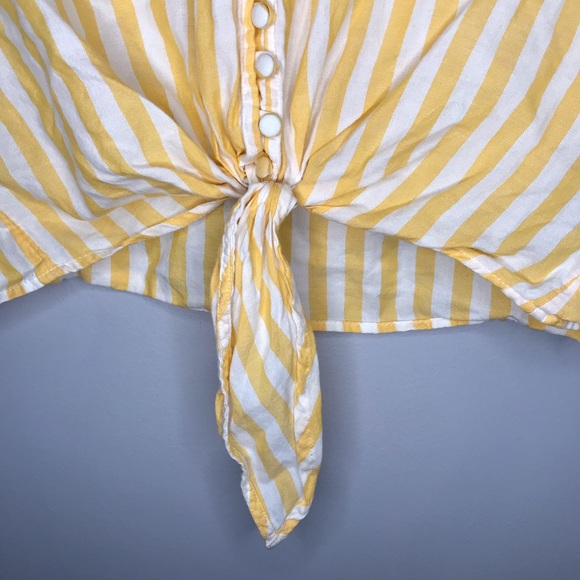 Madewell Short Sleeve Striped Agency Tie-Front Button Top PXXS XXSP XXS Petite - Picture 6 of 8